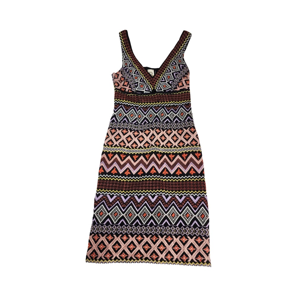Akemi + Kin Women's Geometric‎ Embroidered V-Neck Sheath Dress Size 2